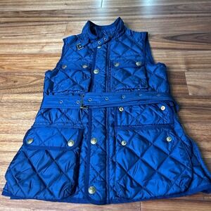 Polo Ralph Lauren Quilted‎ Down Filled Vest Puffer Belted Blue Size S/P
